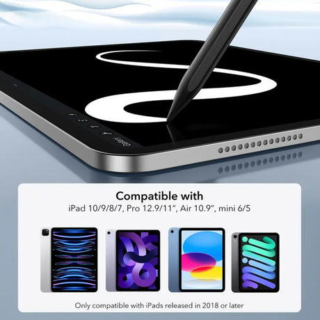 Stylus ESR Stylus Pen (6C00107), for iPad, Magnetic Attachment, Bluetooth, Type-C, Palm Rejection, Tilt Sensitivity, Negru