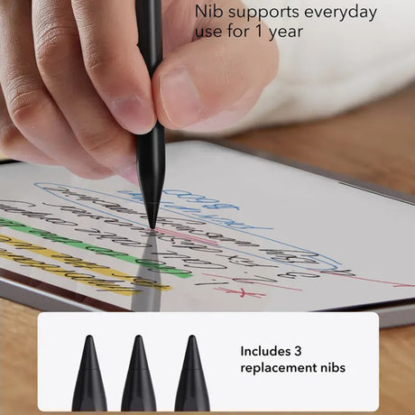 Stylus ESR Stylus Pen (6C00107), for iPad, Magnetic Attachment, Bluetooth, Type-C, Palm Rejection, Tilt Sensitivity, Negru
