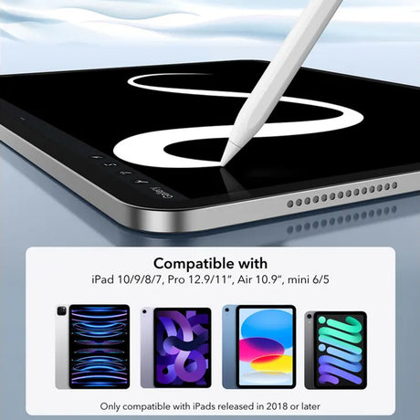 Stylus ESR Stylus Pen (6C00107), for iPad, Magnetic Attachment, Bluetooth, Type-C, Palm Rejection, Tilt Sensitivity, Alb