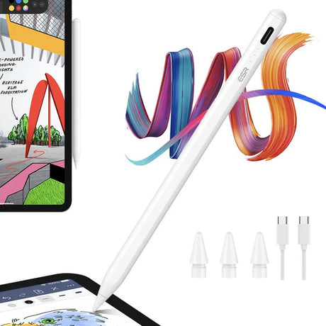 Stylus ESR Stylus Pen (6C00107), for iPad, Magnetic Attachment, Bluetooth, Type-C, Palm Rejection, Tilt Sensitivity, Alb