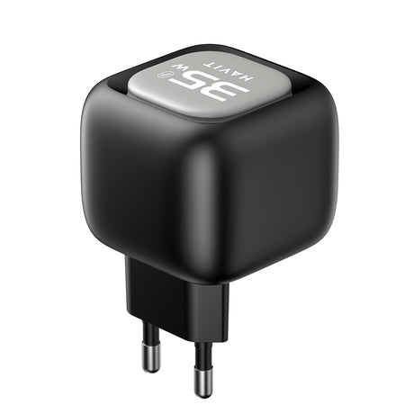 Incarcator Havit (UC251 EU), Type-C Retractable Cable, Type-C, USB, GaN, 35W, Negru / Gray