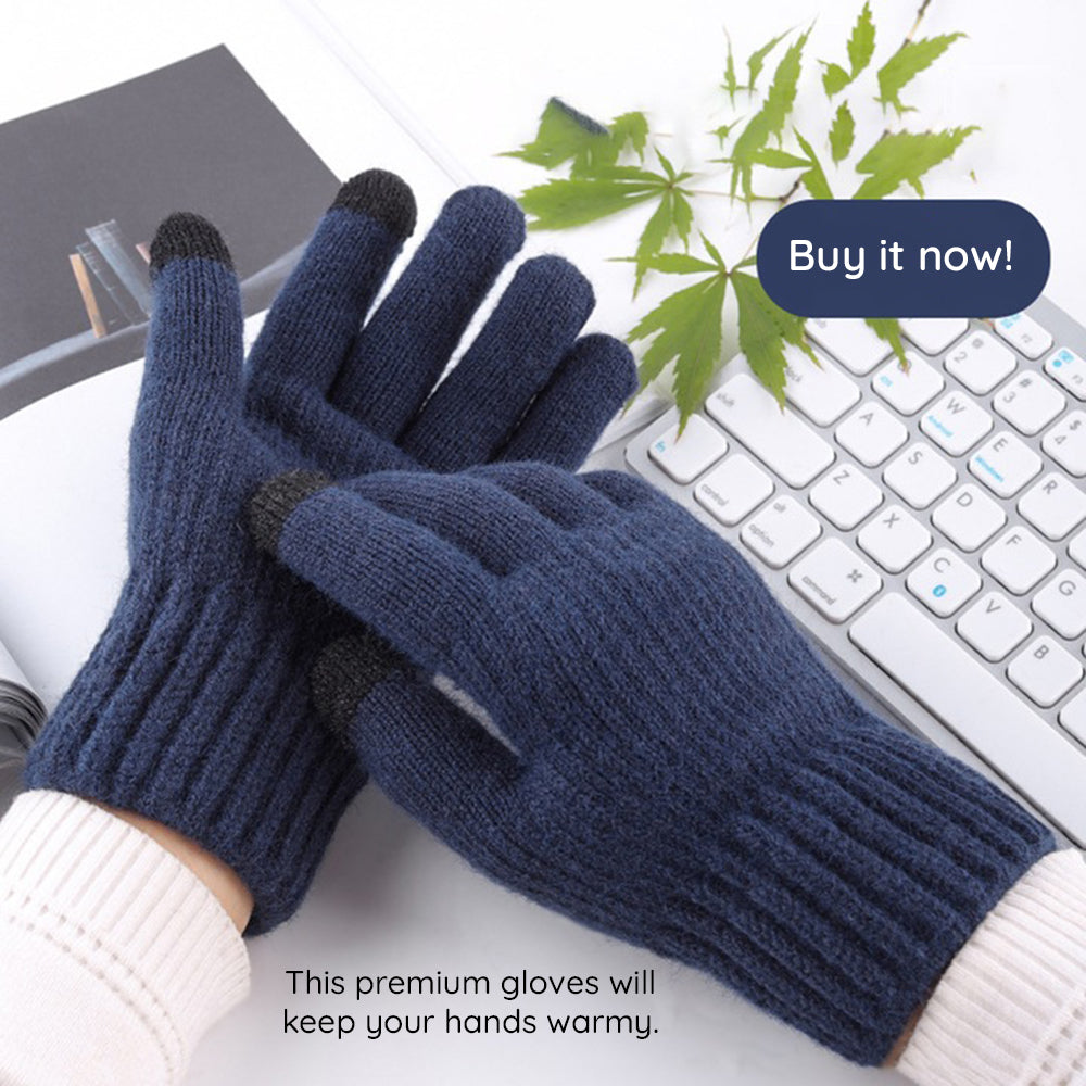 Techsuit Gloves (ST0012), from Alpaca Wool, Size 22cm, Gri Deschis