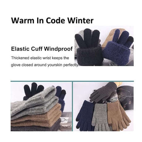 Techsuit Gloves (ST0012), from Alpaca Wool, Size 22cm, Bleumarin