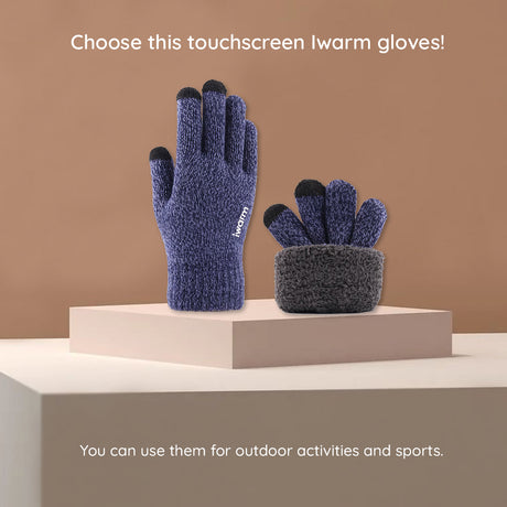 Iwarm Gloves (ST0018), Premium Wool, with Non-slip Details, Size 23cm, Negru