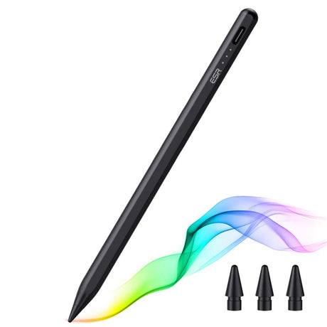 Stylus ESR Stylus Pen (6C00107), for iPad, Magnetic Attachment, Bluetooth, Type-C, Palm Rejection, Tilt Sensitivity, Negru