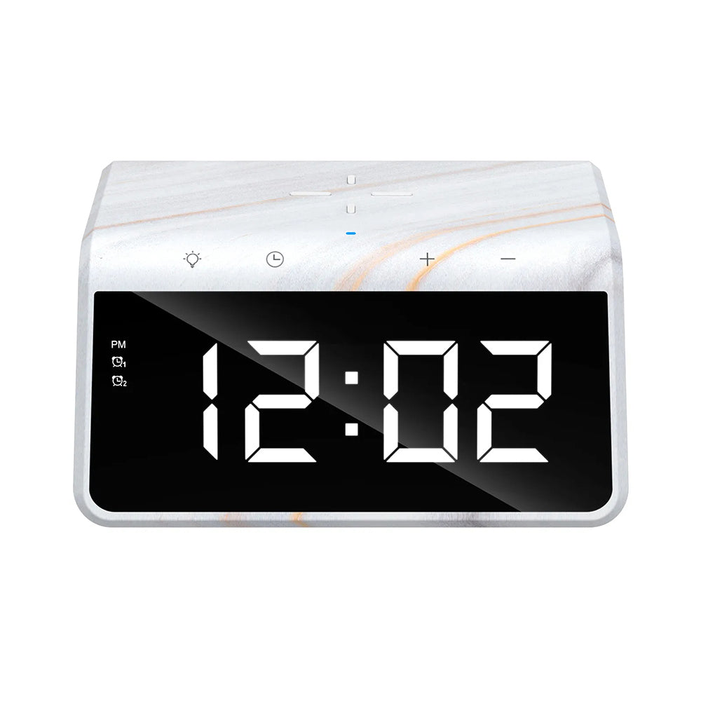 Incarcator Havit Desk Phone Wireless (W320), with Digital Clock, RGB LED Light, 15W, Marble
