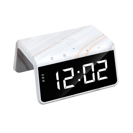 Incarcator Havit Desk Phone Wireless (W320), with Digital Clock, RGB LED Light, 15W, Marble