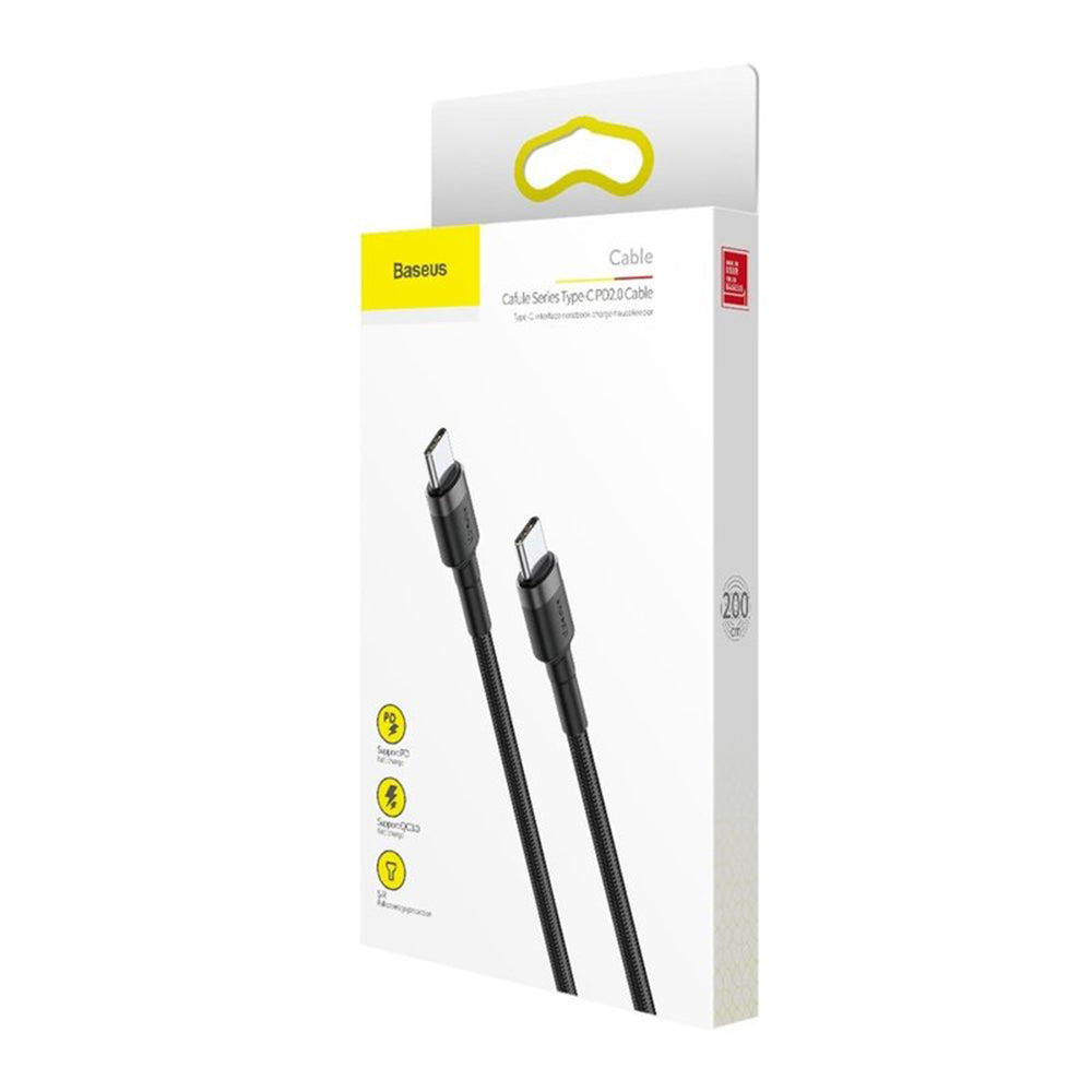 Cablu Baseus Cafule (CATKLF-GG1), Type-C to Type-C 480Mbps, PD2.0, 60W, 3A, 1m, Negru