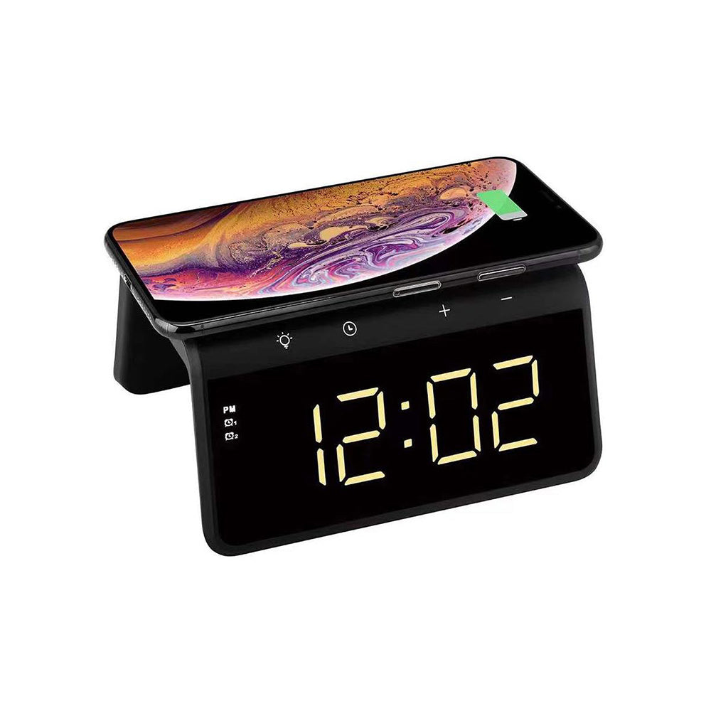 Incarcator Havit Desk Phone Wireless (W320), with Digital Clock, RGB LED Light, 15W, Marble