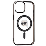 Husa de protectie Karl Lagerfeld IML MagSafe (KLHMP15SHKHNOTK) compatibil cu iPhone 15, Transparent Karl`S Head