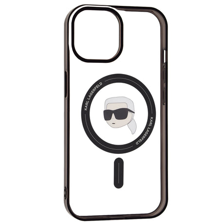 Husa de protectie Karl Lagerfeld IML MagSafe (KLHMP15SHKHNOTK) compatibil cu iPhone 15, Transparent Karl`S Head
