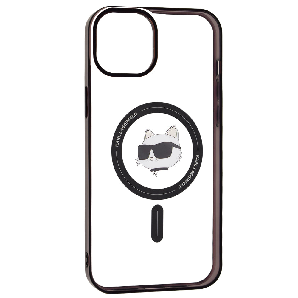Husa de protectie Karl Lagerfeld IML MagSafe (KLHMP15MHCHNOTK) compatibil cu iPhone 15 Plus, Transparent Choupette`S Head