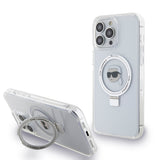 Husa de protectie Karl Lagerfeld Hardcase Ring Stand MagSafe (KLHMP15LHMRSKHH) compatibil cu iPhone 15 Pro, Alb Karl Head