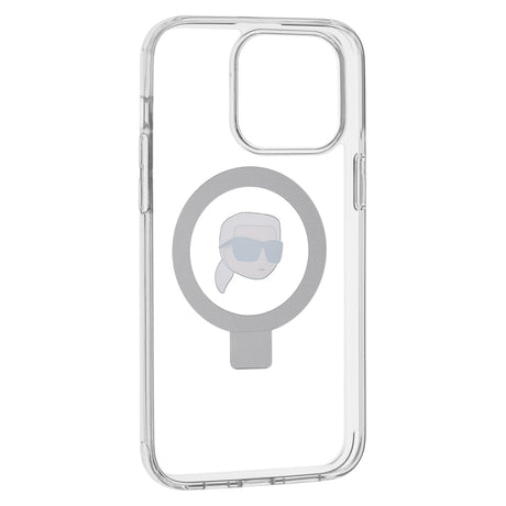 Husa de protectie Karl Lagerfeld Hardcase Ring Stand MagSafe (KLHMP15XHMRSKHH) compatibil cu iPhone 15 Pro Max, Alb Karl Head