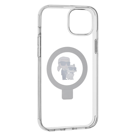 Husa de protectie Karl Lagerfeld Hardcase Ring Stand MagSafe (KLHMP15MHMRSKCH) compatibil cu iPhone 15 Plus, Alb Karl&Choupette