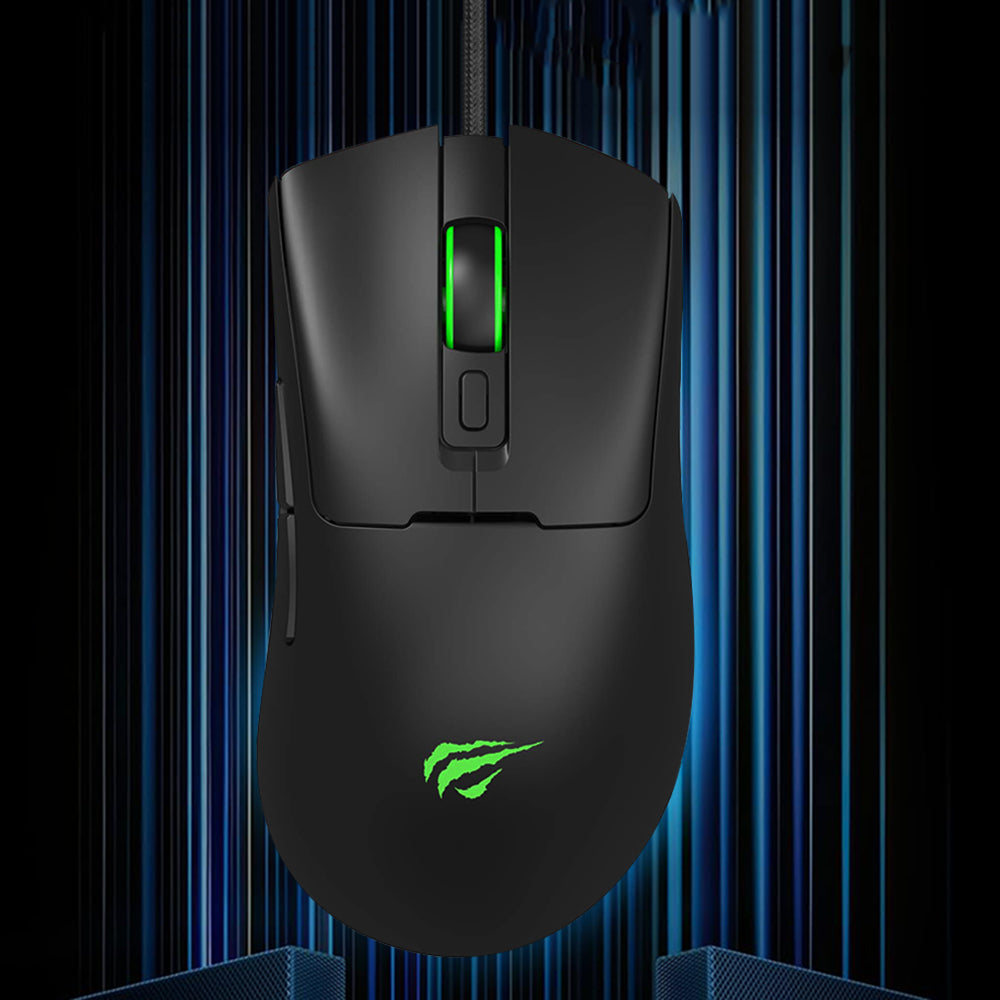 Tastatura/Mouse Havit Wired Gaming Mouse (MS966), with RGB Lights, 800/1600/3200/6400/8000/12000 DPI, 1.6m, 5V, Negru