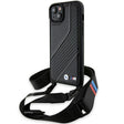 Husa de protectie BMW Leather M Edition Carbon Stripe & Strap compatibil cu iPhone 15 Plus (BMHCP15M23PSCCK), Negru