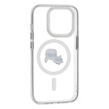 Husa de protectie Karl Lagerfeld IML MagSafe (KLHMP15LHLSKCH) compatibil cu iPhone 15 Pro, Alb Metal Karl&Choupette Head