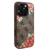 Guess Hardcase 4G Flower Print MagSafe barna tok iPhone 16 Pro Max készülékhez