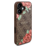 Husa de protectie Guess Hardcase 4G Flower Print MagSafe (GUHMP16SP4ROPEMCW) compatibil cu iPhone 16, Maro