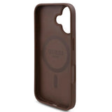 Husa de protectie Guess Hardcase 4G Flower Print MagSafe (GUHMP16SP4ROPEMCW) compatibil cu iPhone 16, Maro