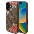 Husa de protectie Guess Hardcase 4G Flower Print MagSafe (GUHMP16SP4ROPEMCW) compatibil cu iPhone 16, Maro