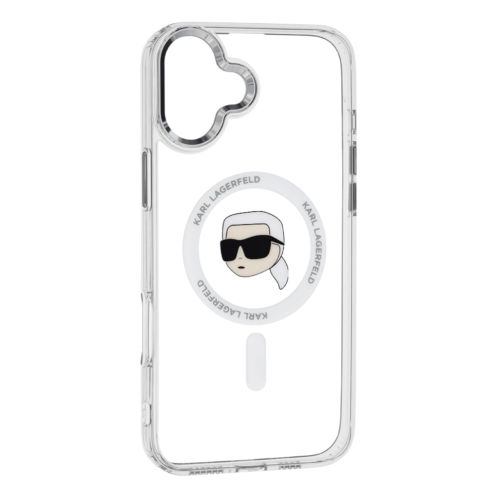 Husa de protectie Karl Lagerfeld IML MagSafe (KLHMP16MHLSKIH) compatibil cu iPhone 16 Plus, Alb Karl`S Head