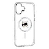 Husa de protectie Karl Lagerfeld IML MagSafe (KLHMP16MHLSKIH) compatibil cu iPhone 16 Plus, Alb Karl`S Head