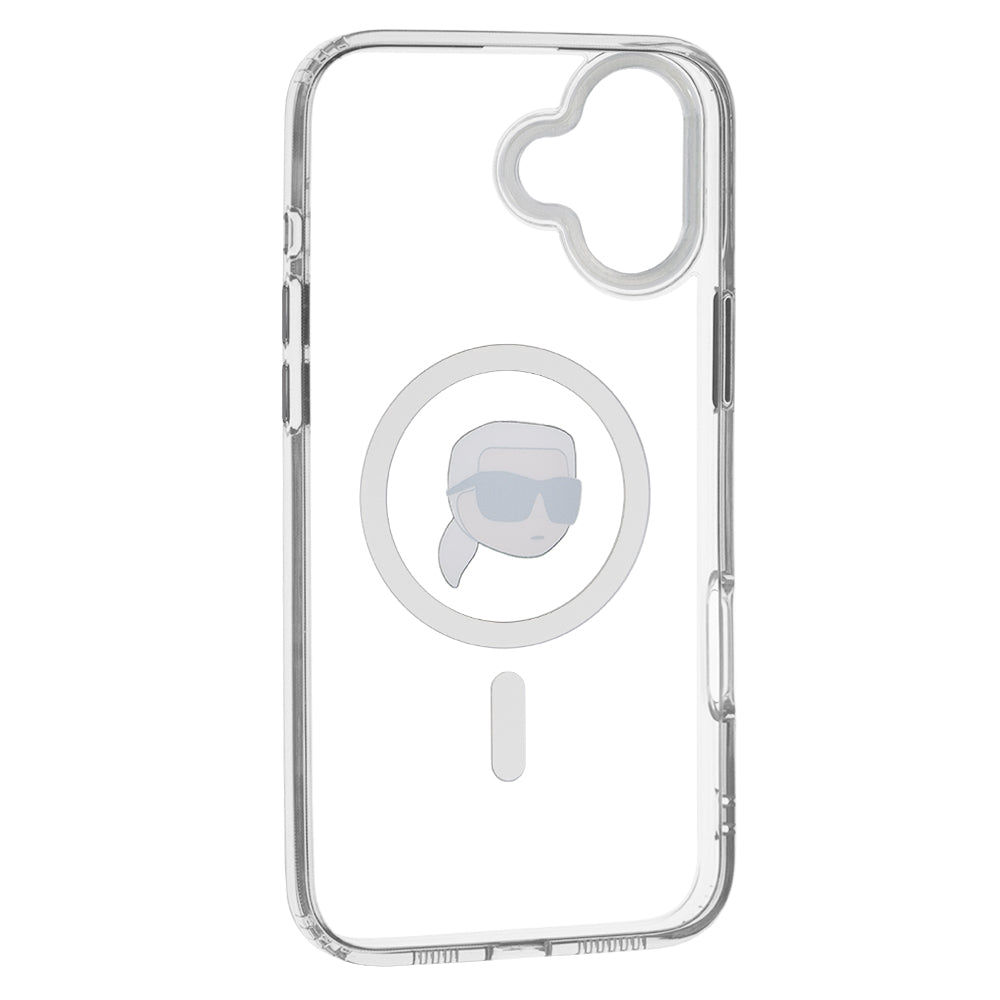 Husa de protectie Karl Lagerfeld IML MagSafe (KLHMP16MHLSKIH) compatibil cu iPhone 16 Plus, Alb Karl`S Head