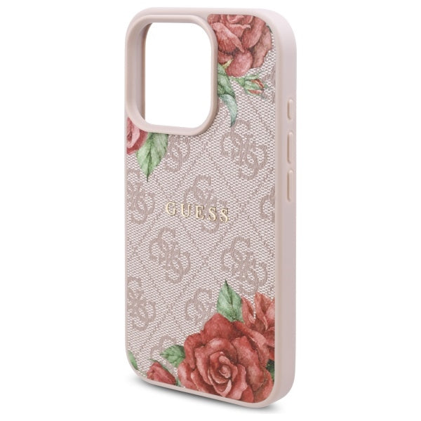 Husa de protectie Guess Hardcase 4G Flower Print MagSafe (GUHMP16LP4ROPEMCP) compatibil cu iPhone 16 Pro, Roz
