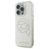 Husa de protectie Karl Lagerfeld IML Rhinestones (KLHCP16XHKHDCELT) compatibil cu iPhone 16 Pro Max, Transparent Karl Head