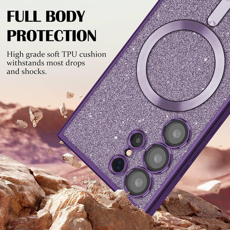 Husa de protectie Techsuit Luxury Glitter MagSafe compatibil cu Samsung Galaxy S25, Verde