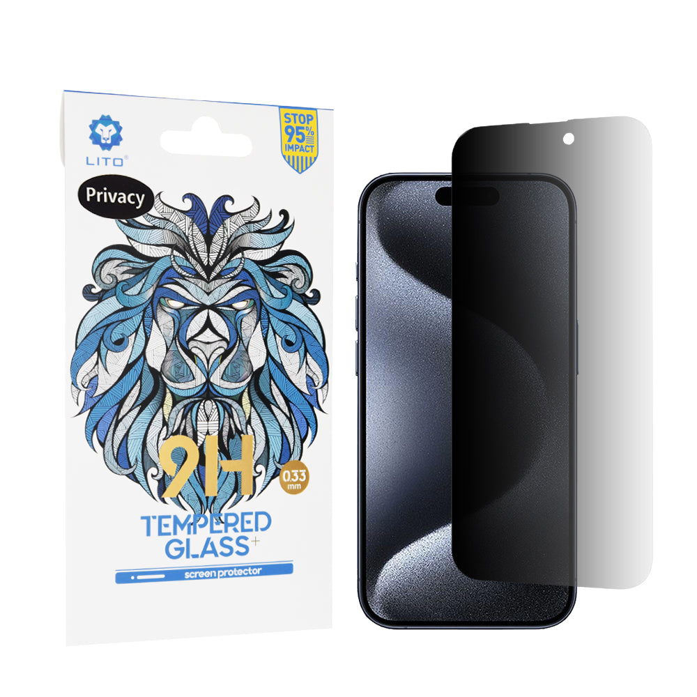 Folie de protectie Lito 2.5D Classic Glass compatibil cu iPhone 15 Pro, Privacy