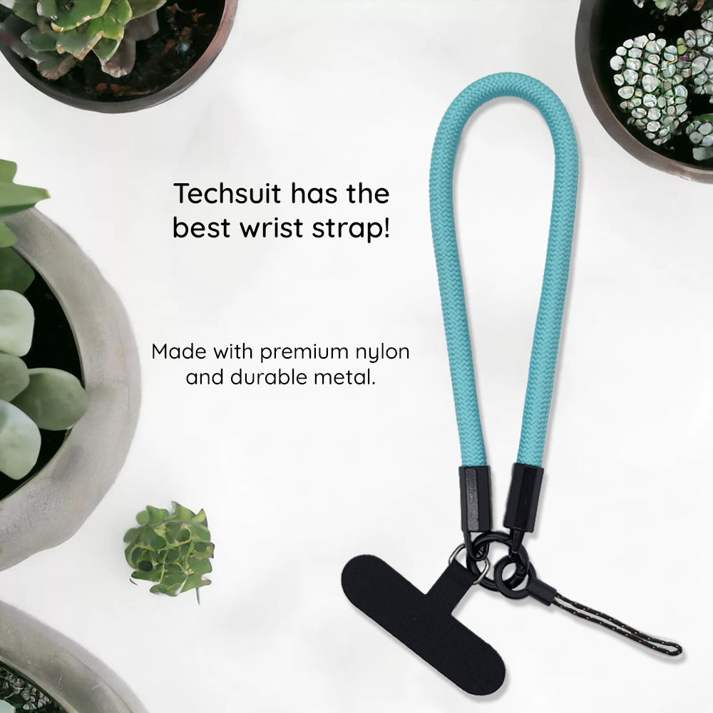 Suport Techsuit Rope Wrist Strap (RWS2-17), for Phones, with Keychain Cord, Nylon Braided, Durable, Universal, Frosted Sky