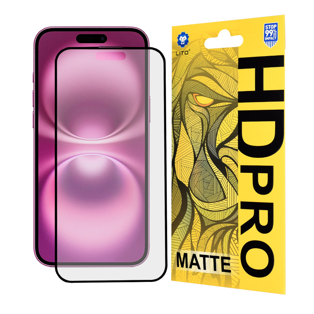 Folie de protectie Lito HD Pro Matte compatibil cu iPhone 16 Plus, Negru