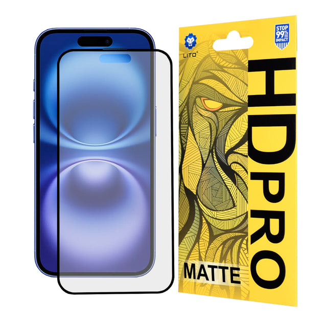 Folie de protectie Lito HD Pro Matte compatibil cu iPhone 16, Negru