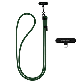 Suport Techsuit Rope Crossbody Strap (RCS1-04), for Phones, Carabiner, Nylon Braided, Durable, Adjustable, Verde Padure