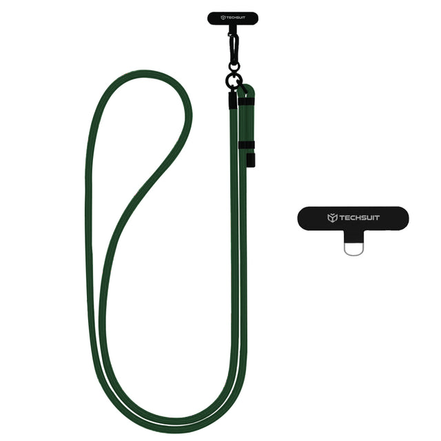 Suport Techsuit Rope Crossbody Strap (RCS1-04), for Phones, Carabiner, Nylon Braided, Durable, Adjustable, Verde Padure