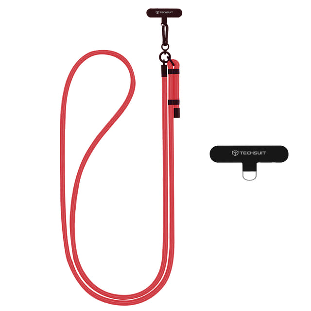 Suport Techsuit Rope Crossbody Strap (RCS1-33), for Phones, Carabiner, Nylon Braided, Durable, Adjustable, Rosu Velvet