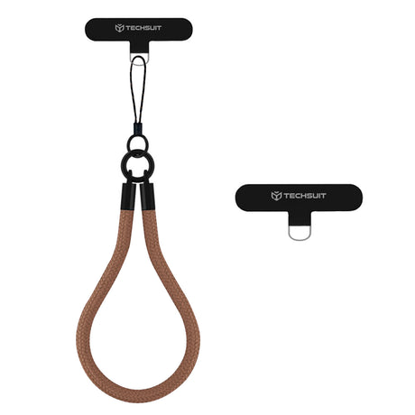 Suport Techsuit Rope Wrist Strap (RWS2-72), for Phones, with Keychain Cord, Nylon Braided, Durable, Universal, Cocoa Truffle