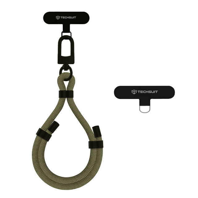 Suport Techsuit Rope Wrist Strap (RWS1-04), for Phones, Carabiner, Nylon Braided, Durable, Adjustable, Universal, Pine Forest