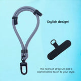 Suport Techsuit Rope Wrist Strap (RWS1-26-34), for Phones, Carabiner, Nylon Braided, Durable, Adjustable, Universal, Cosmic Violet