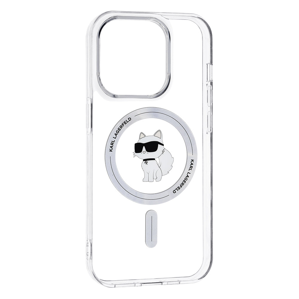 Husa de protectie Karl Lagerfeld IML MagSafe (KLHMP14XHFCCNOT) compatibil cu iPhone 14 Pro Max, Transparent Choupette