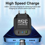Incarcator Techsuit Premium (CHPD174), GaN, USB QC3.0, Type-C PD35W, Alb
