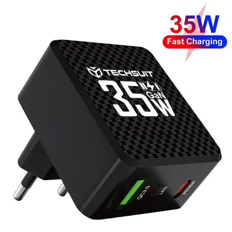 Incarcator Techsuit Premium Tiny Series (CHPD173), GaN, USB, Type-C, Fast Charge, PD35W, Negru