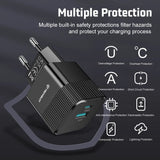 Incarcator Techsuit Premium Tiny Series (CHPD216), GaN, USB QC3.0, Type-C PD25W, Alb