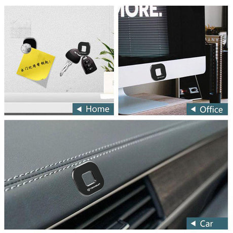 Suport Techsuit Phone Tiny Series (HOLD210), Dashboard Magnetic Grip, Multipurpose Use, Quadrilateral, 2 Metal Plates, Negru