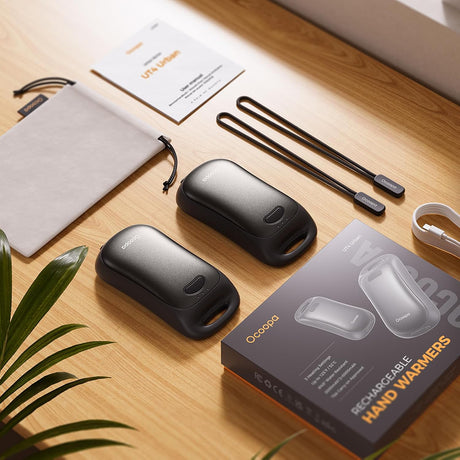 Ocoopa Hand Warmer UT4 Urban (UT3061-BK), USB-C, IP45, Adjustable Heat, Magnetic, with Strap, 2x 3000mAh, Negru