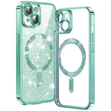 Husa de protectie Techsuit Luxury Glitter MagSafe compatibil cu iPhone 15 Plus, Verde Deschis