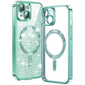 Husa de protectie Techsuit Luxury Glitter MagSafe compatibil cu iPhone 15 Plus, Verde Deschis